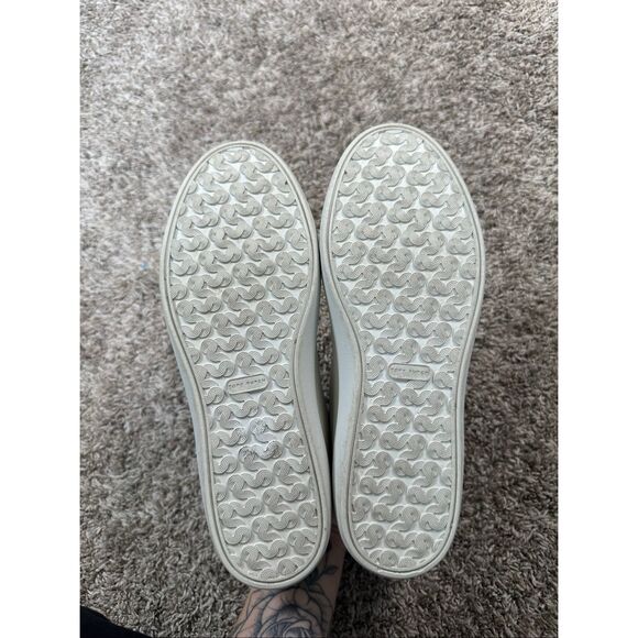 Tory Burch Leigh T-Logo Sneaker Calf Leather Cream/Grey Women’s Size 7 - Picture 7 of 11